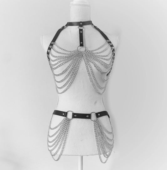 Bra chain harness and belt