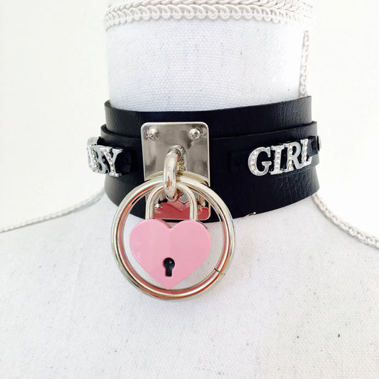 Custom collar with lock - add your customization at checkout