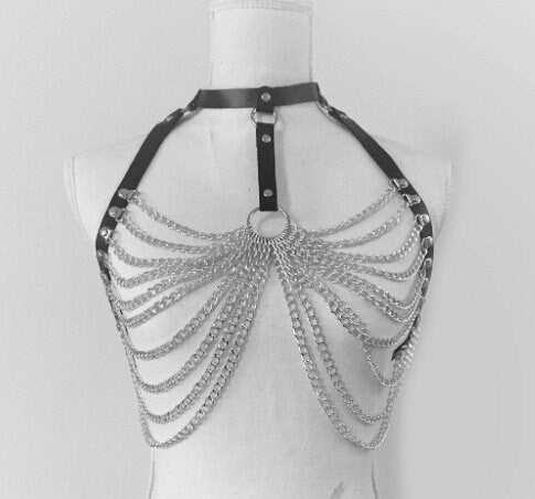 Bra chain harness and belt