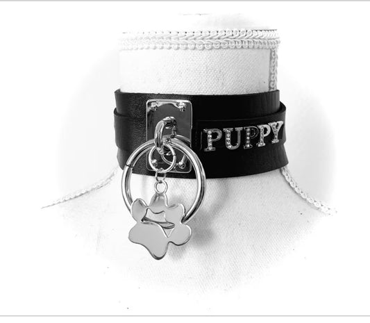Custom Puppy/Kitten Paw thick collar choker. Choose your words