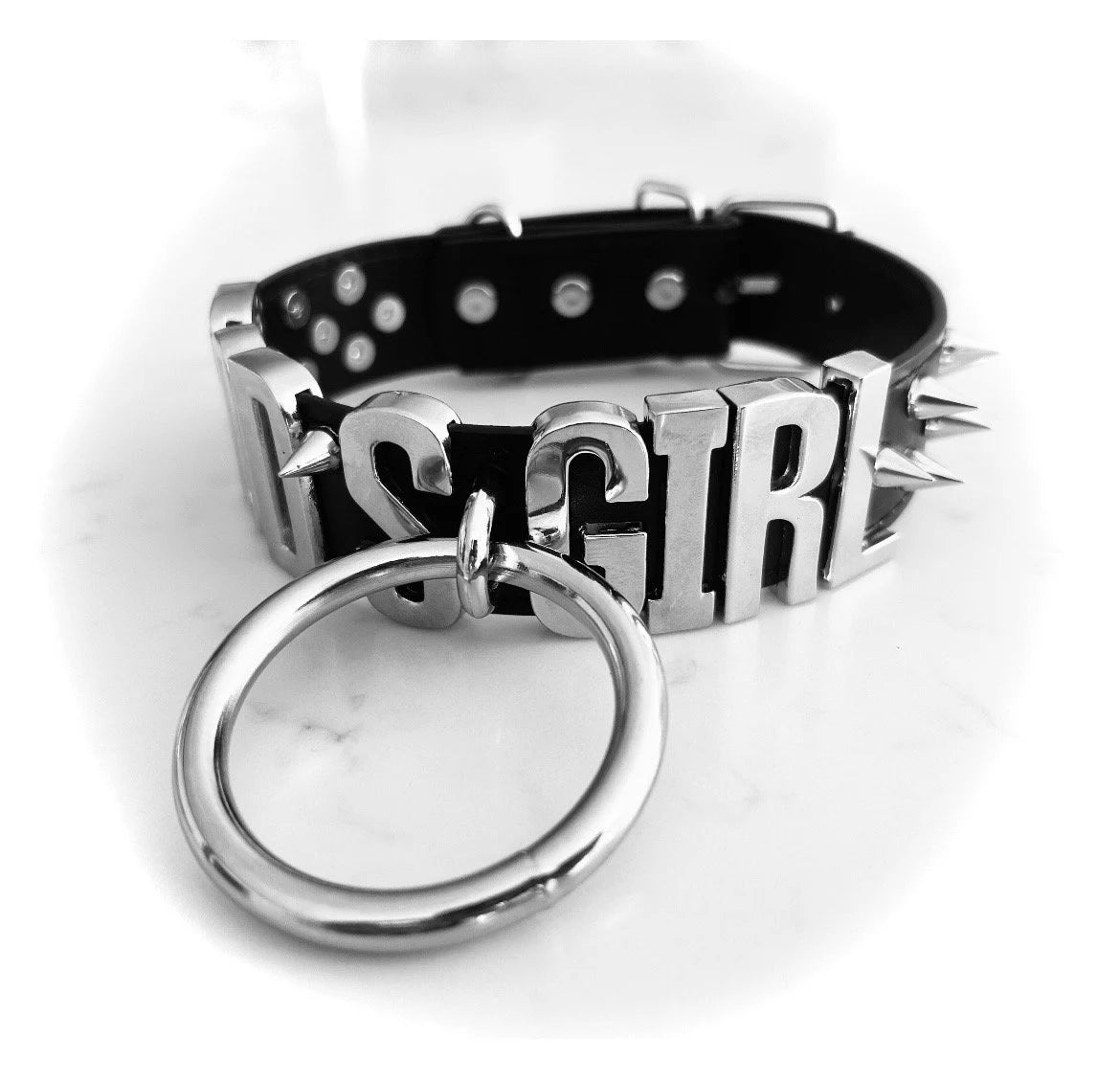 Custom spiked o ring choker collar - add your customization at checkout