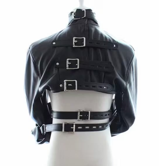 Vegan leather straight jacket