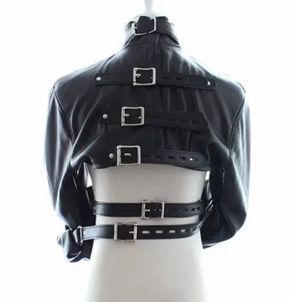 Vegan leather straight jacket