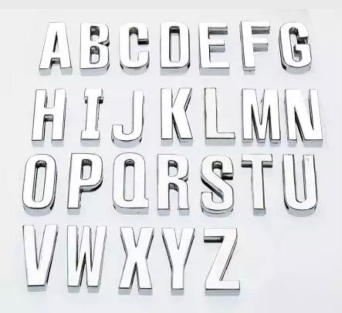 30mm slide letters for collars-Silver