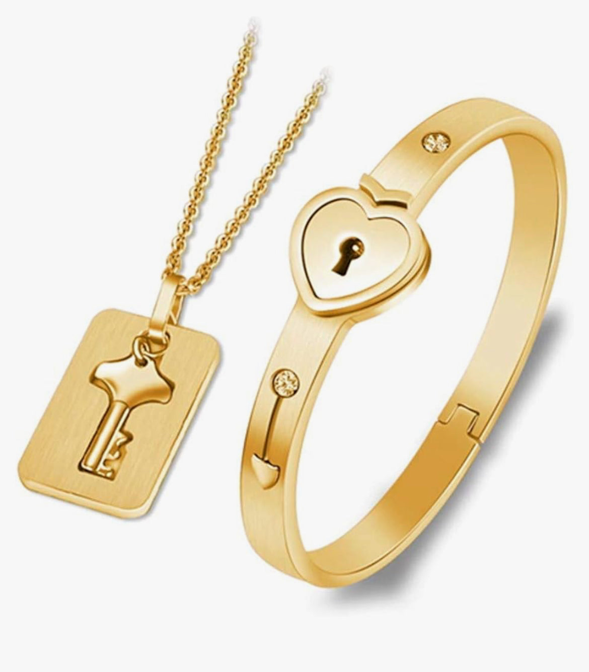 Locking titanium bracelet and key necklace