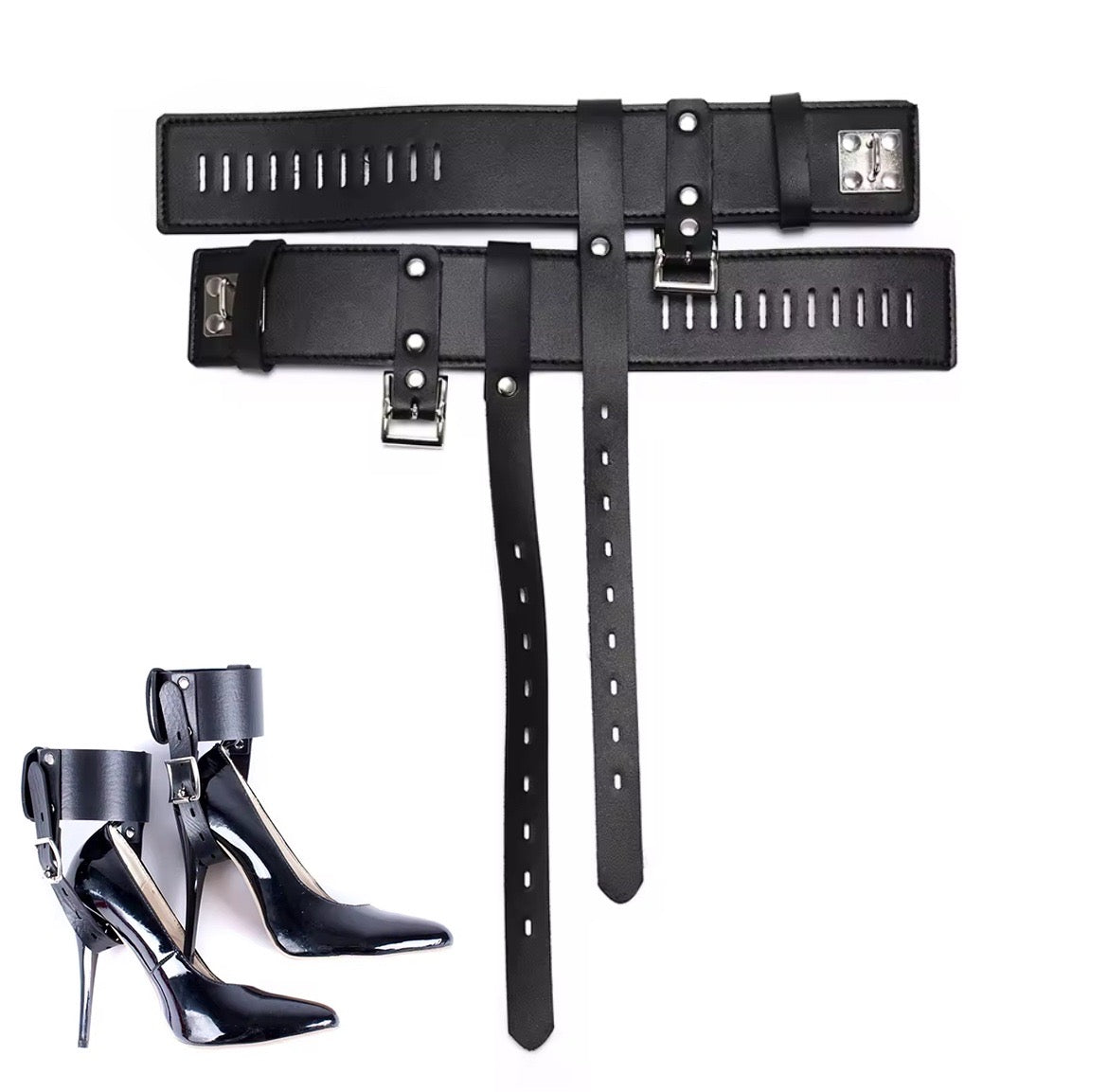 Locking high heel ankle cuffs